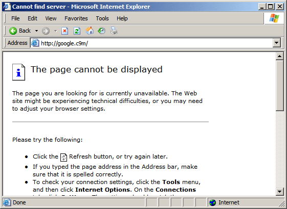 cannot find server microsoft internet explorer